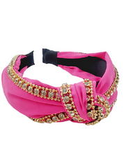 Load image into Gallery viewer, Rhinestone Lined Knotted Headband
