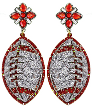 Load image into Gallery viewer, Gameday Glitter Football Earrings