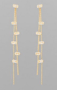 Brass Linear Chain Earrings