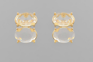 2 Oval Crystal Earrings
