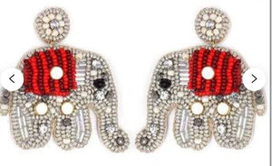 Beaded Elephant Earrings