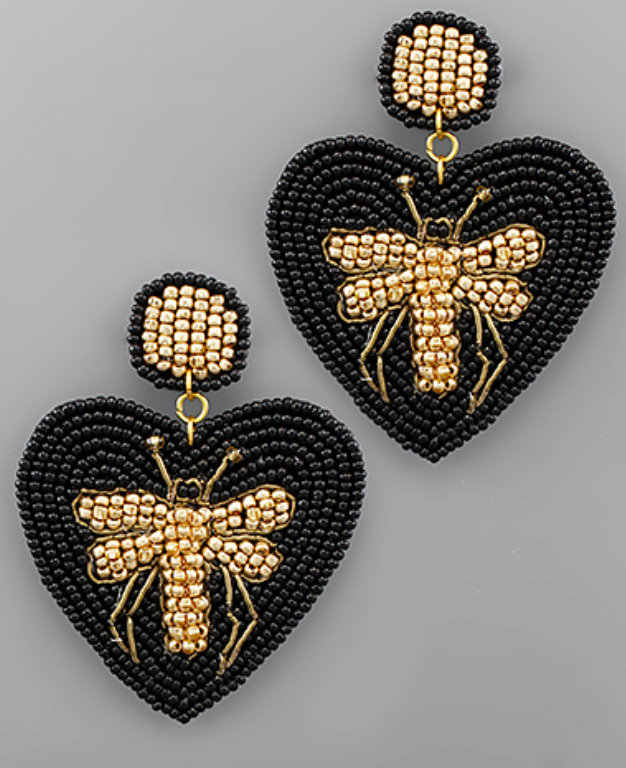 Bee and Heart Earrings