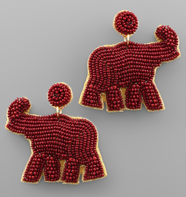 Red Elephant Earrings