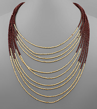 Load image into Gallery viewer, Metal &amp; Acrylic Bead Row Layered Necklace
