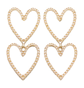 Pearl Heart Outline Earrings
