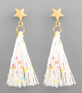 Star & Sequin Tassel Earrings