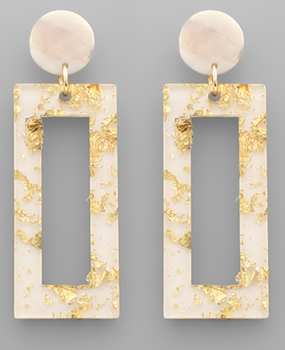 Gold Flake Rectangle Earrings