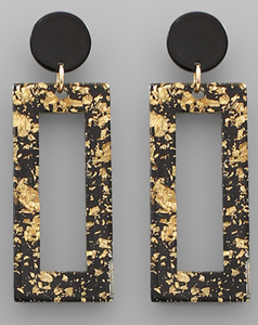 Gold Flake Rectangle Earrings
