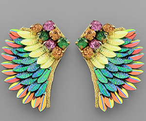 Mardi Gras Wing Earrings